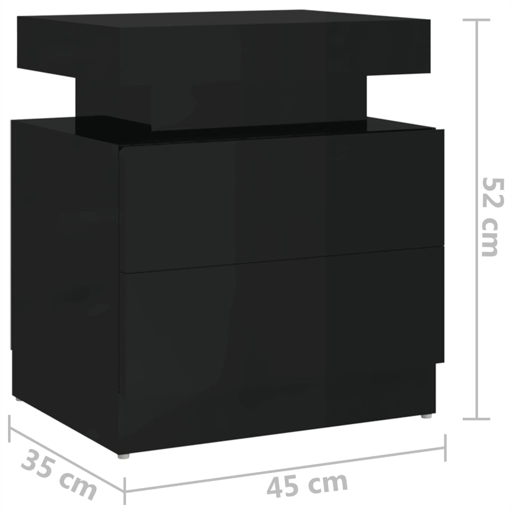 Berkfield Bedside Cabinet High Gloss Black 45x35x52 cm Engineered Wood