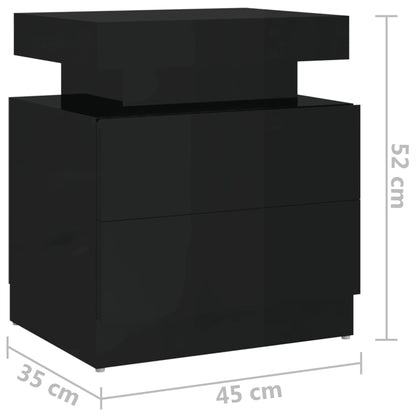 Berkfield Bedside Cabinet High Gloss Black 45x35x52 cm Engineered Wood