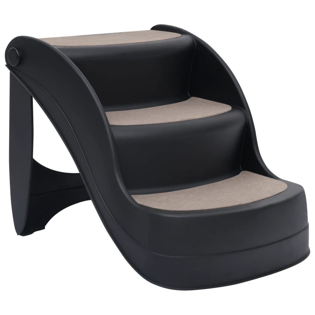 Berkfield Folding 3-Step Dog Stairs Black