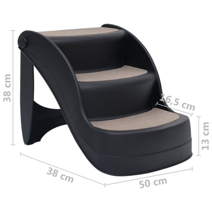 Berkfield Folding 3-Step Dog Stairs Black