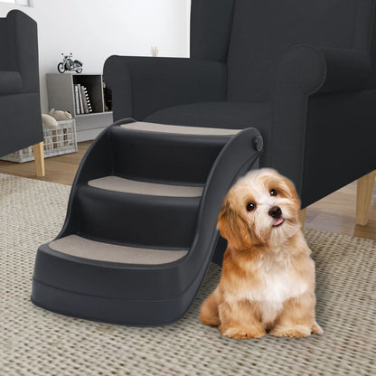Berkfield Folding 3-Step Dog Stairs Black