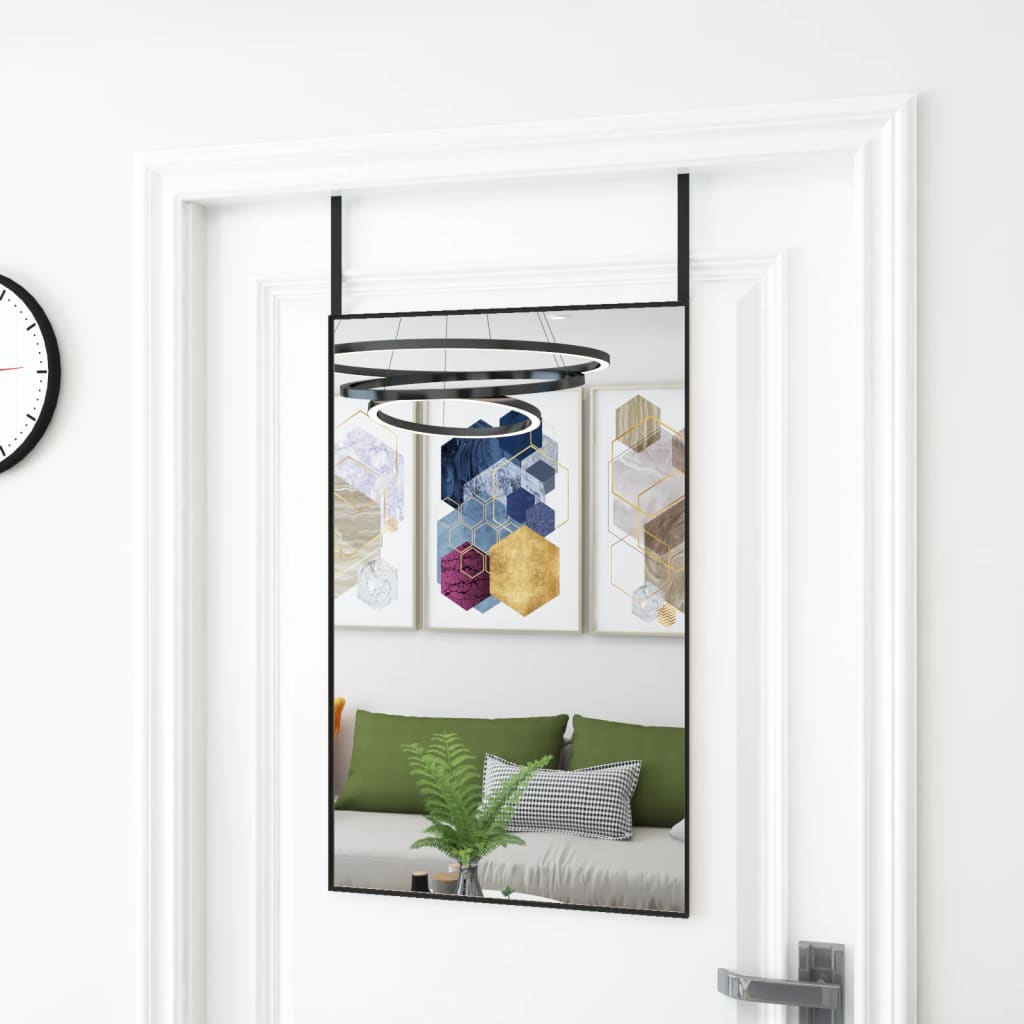 Berkfield Door Mirror Black 50x80 cm Glass and Aluminium