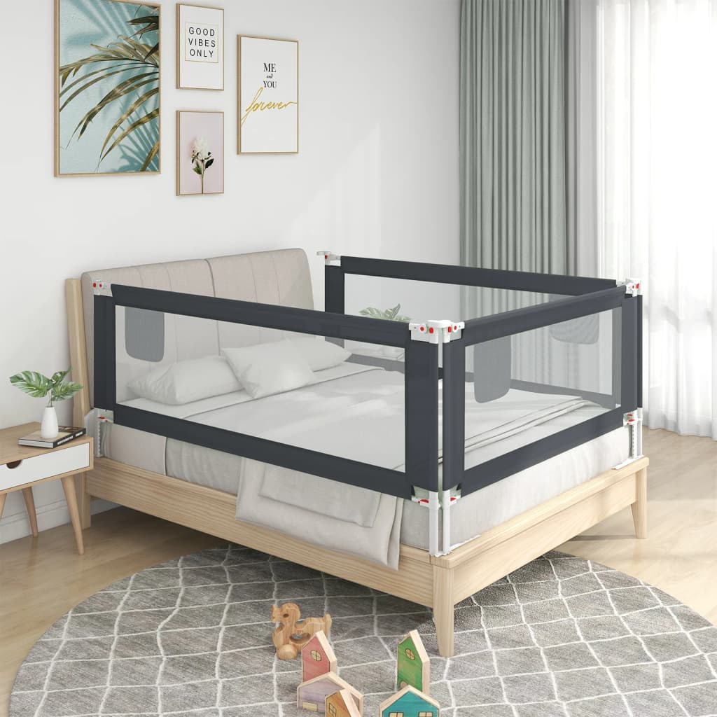 Berkfield Toddler Safety Bed Rail Dark Grey 140x25 cm Fabric