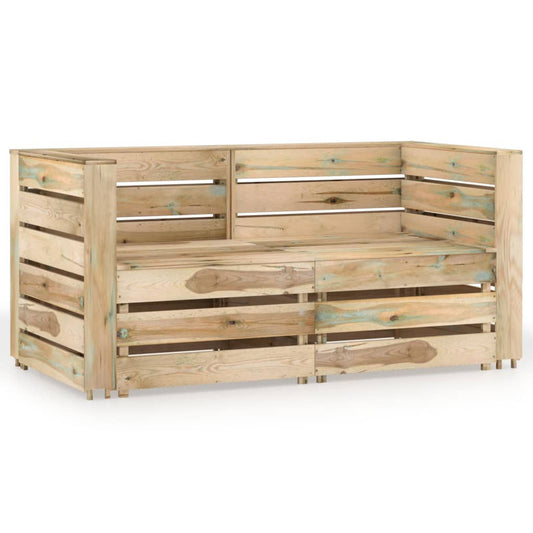 Berkfield 2-Seater Garden Sofa Green Impregnated Pinewood
