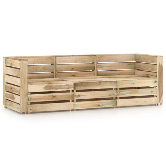 Berkfield 3-Seater Garden Sofa Green Impregnated Pinewood