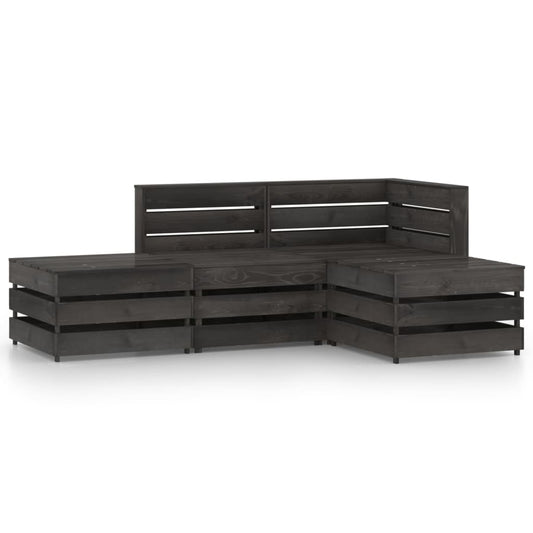 Berkfield 4 Piece Garden Lounge Set Grey Impregnated Pinewood