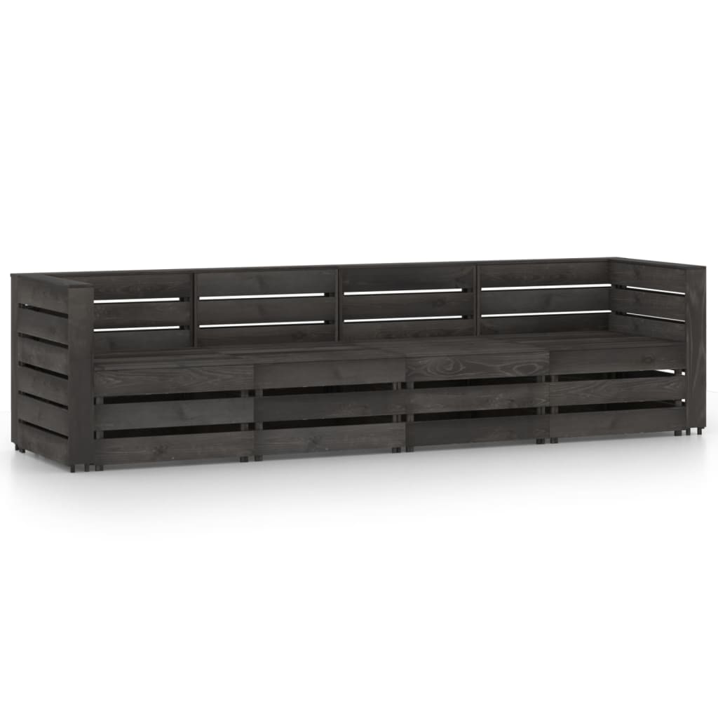 Berkfield 4-Seater Garden Sofa Grey Impregnated Pinewood