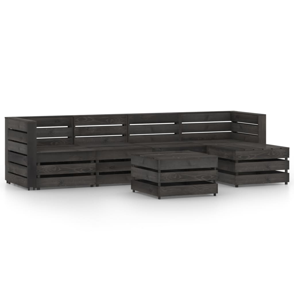 Berkfield 6 Piece Garden Lounge Set Grey Impregnated Pinewood