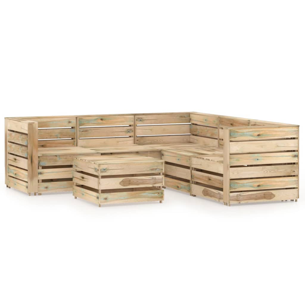 Berkfield 6 Piece Garden Lounge Set Green Impregnated Pinewood
