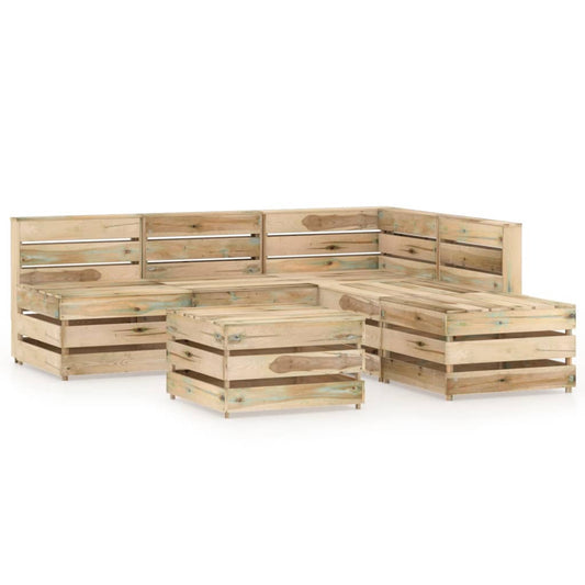 Berkfield 6 Piece Garden Lounge Set Green Impregnated Pinewood