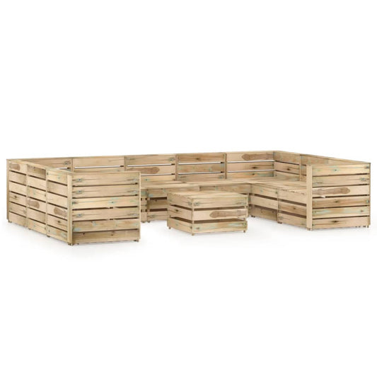 Berkfield 10 Piece Garden Lounge Set Green Impregnated Pinewood
