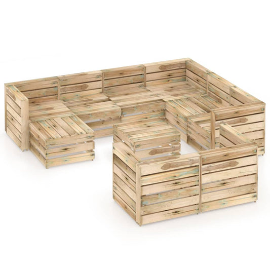 Berkfield 10 Piece Garden Lounge Set Green Impregnated Pinewood
