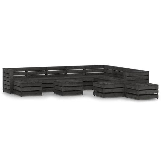 Berkfield 12 Piece Garden Lounge Set Grey Impregnated Pinewood