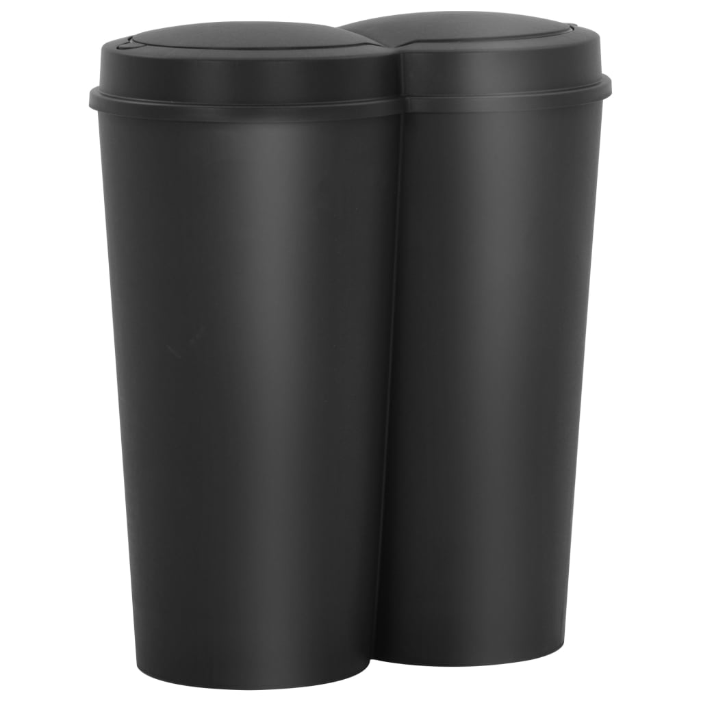 Berkfield Duo Bin Trash Can Black 50 L