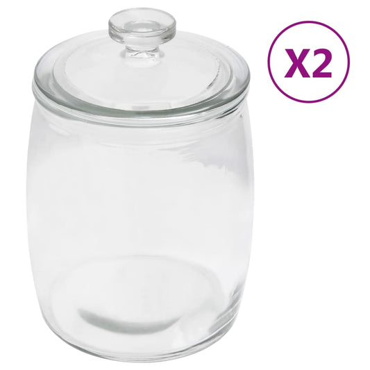 Berkfield Storage Glass Jars with Lid 2 pcs 2000 ml