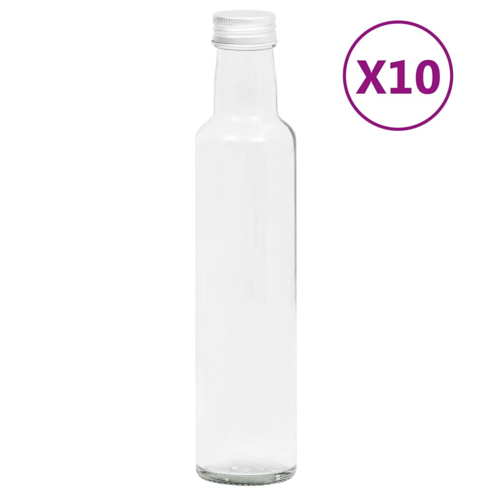 Berkfield Small Glass Bottles 260 ml with Screw Cap 10 pcs