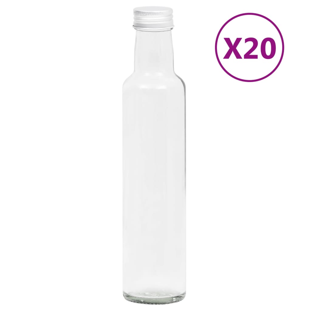 Berkfield Small Glass Bottles 260 ml with Screw Cap 20 pcs