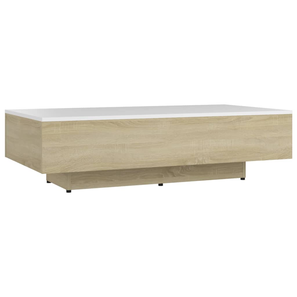 Berkfield Coffee Table White and Sonoma Oak 115x60x31 cm Engineered Wood