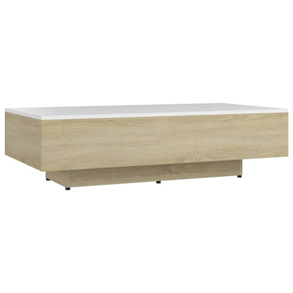 Berkfield Coffee Table White and Sonoma Oak 115x60x31 cm Engineered Wood