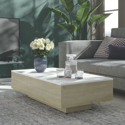 Berkfield Coffee Table White and Sonoma Oak 115x60x31 cm Engineered Wood