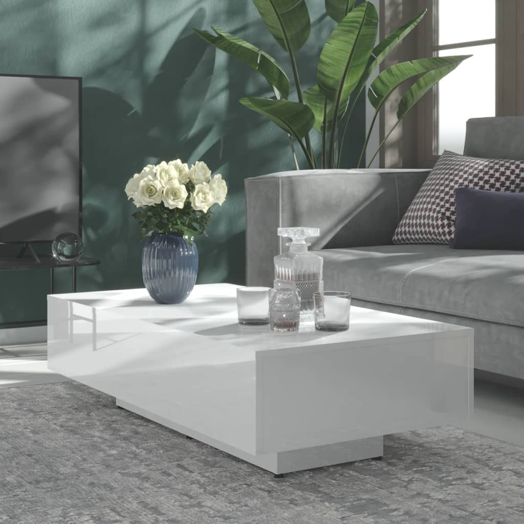 Berkfield Coffee Table High Gloss White 115x60x31 cm Engineered Wood