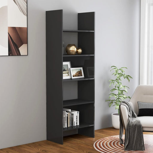 Berkfield Book Cabinet High Gloss Grey 60x35x180 cm Engineered Wood
