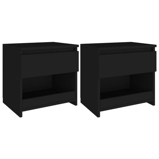 Berkfield Bedside Cabinets 2 pcs Black 40x30x39 cm Engineered Wood