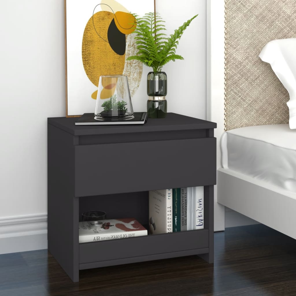 Berkfield Bedside Cabinet Grey 40x30x39 cm Engineered Wood