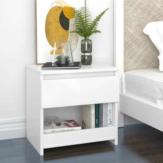 Berkfield Bedside Cabinet High Gloss White 40x30x39 cm Engineered Wood