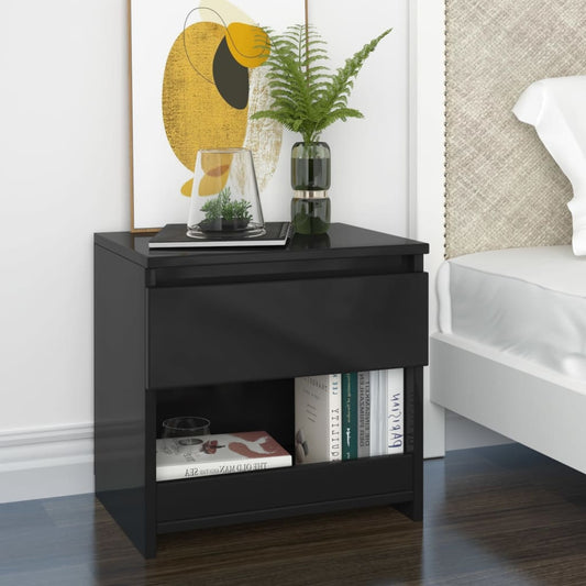 Berkfield Bedside Cabinet High Gloss Black 40x30x39 cm Engineered Wood
