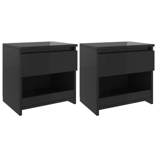 Berkfield Bedside Cabinets 2 pcs High Gloss Black 40x30x39 cm Engineered Wood