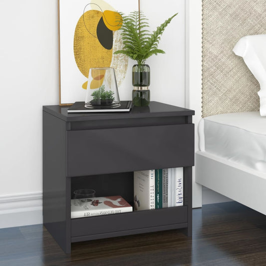 Berkfield Bedside Cabinet High Gloss Grey 40x30x39 cm Engineered Wood