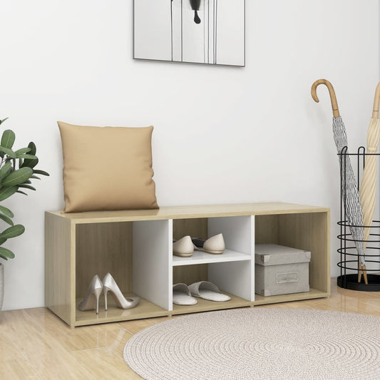 Berkfield Shoe Storage Bench White and Sonoma Oak 105x35x35 cm Engineered Wood