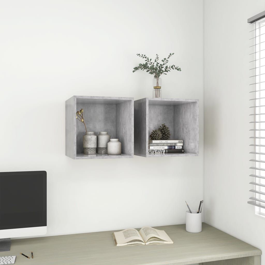 Berkfield Wall Cabinets 2 pcs Concrete Grey 37x37x37 cm Engineered Wood
