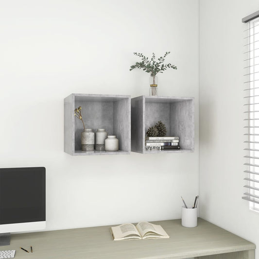Berkfield Wall Cabinets 2 pcs Concrete Grey 37x37x37 cm Engineered Wood