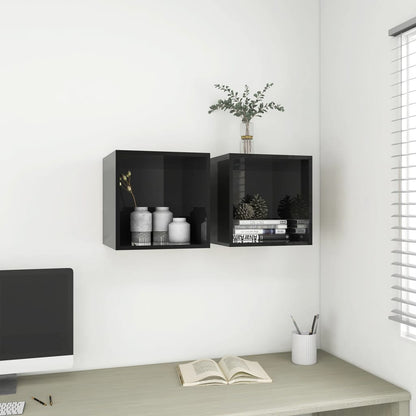 Berkfield Wall Cabinet High Gloss Black 37x37x37 cm Engineered Wood