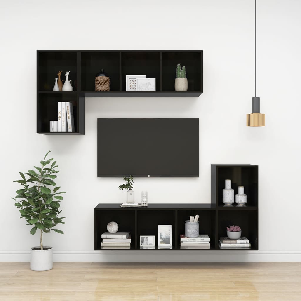 Berkfield Wall Cabinet High Gloss Black 37x37x37 cm Engineered Wood