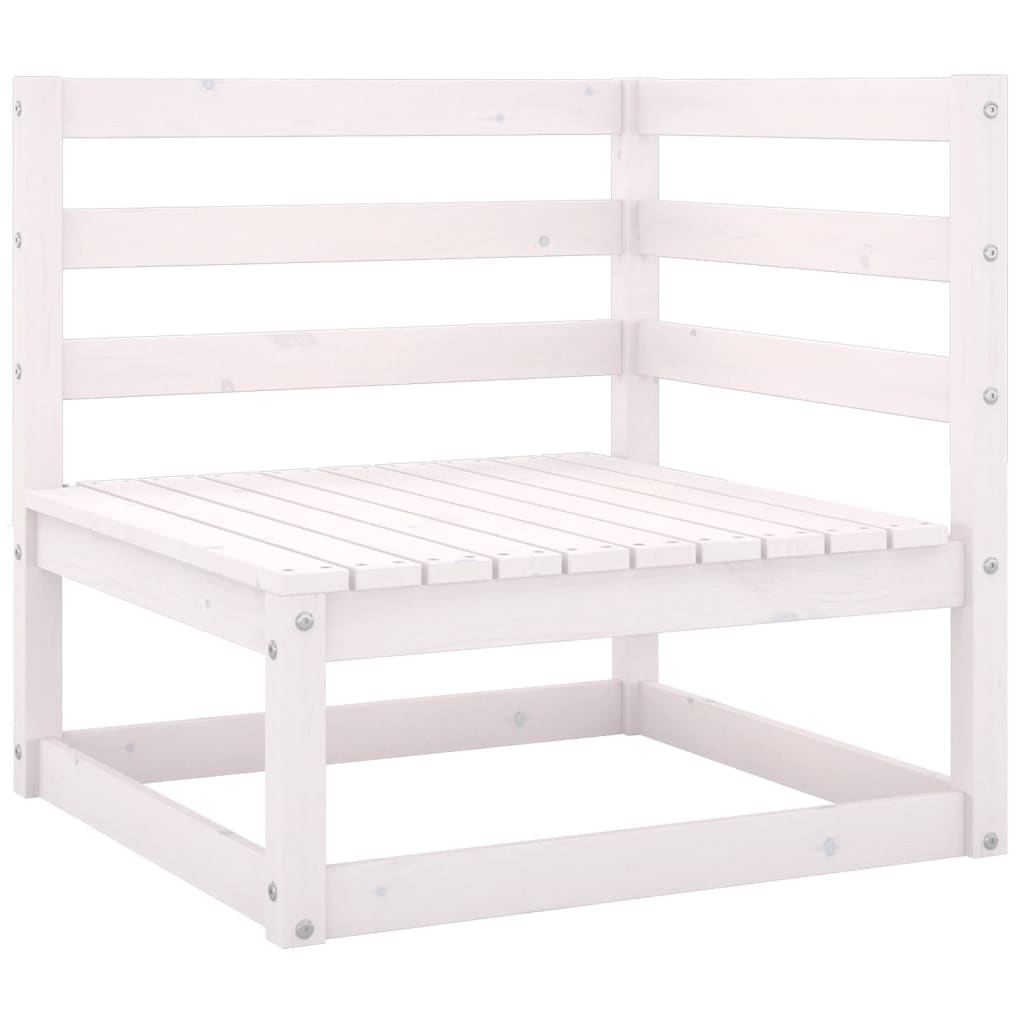 Berkfield Garden Corner Sofa White Solid Wood Pine