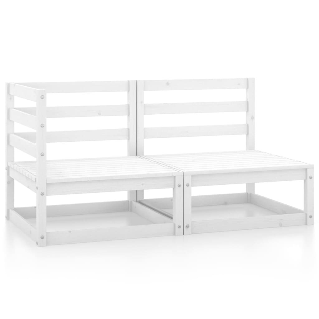 Berkfield 2 Piece Garden Lounge Set White Solid Pinewood