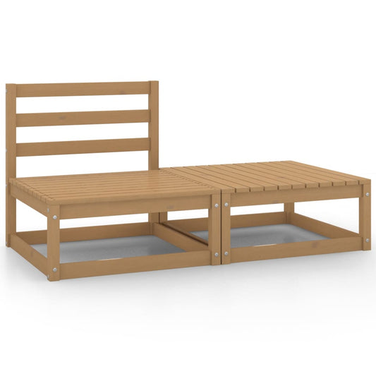 Berkfield 2 Piece Garden Lounge Set Honey Brown Solid Pinewood