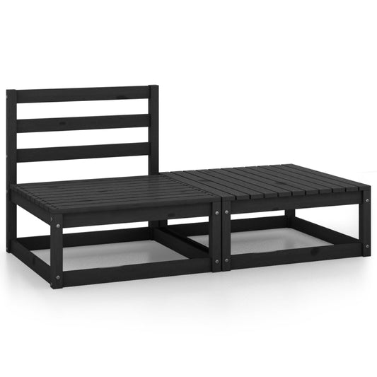 Berkfield 2 Piece Garden Lounge Set Black Solid Pinewood