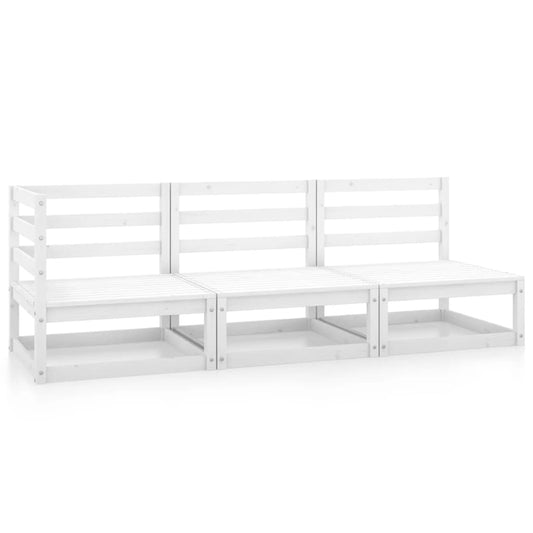 Berkfield 3 Piece Garden Lounge Set White Solid Pinewood