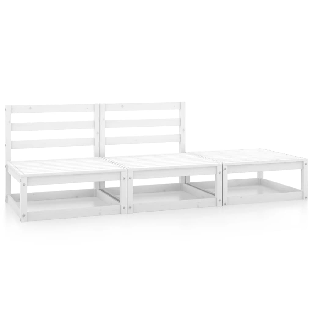 Berkfield 3 Piece Garden Lounge Set White Solid Pinewood