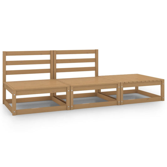 Berkfield 3 Piece Garden Lounge Set Honey Brown Solid Pinewood