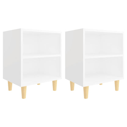 Berkfield Bed Cabinets with Solid Wood Legs 2 pcs White 40x30x50 cm