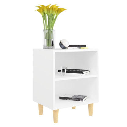 Berkfield Bed Cabinets with Solid Wood Legs 2 pcs White 40x30x50 cm
