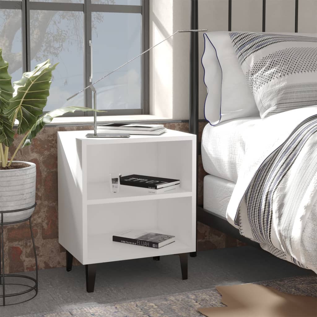 Berkfield Bed Cabinets with Metal Legs 2 pcs White 40x30x50 cm