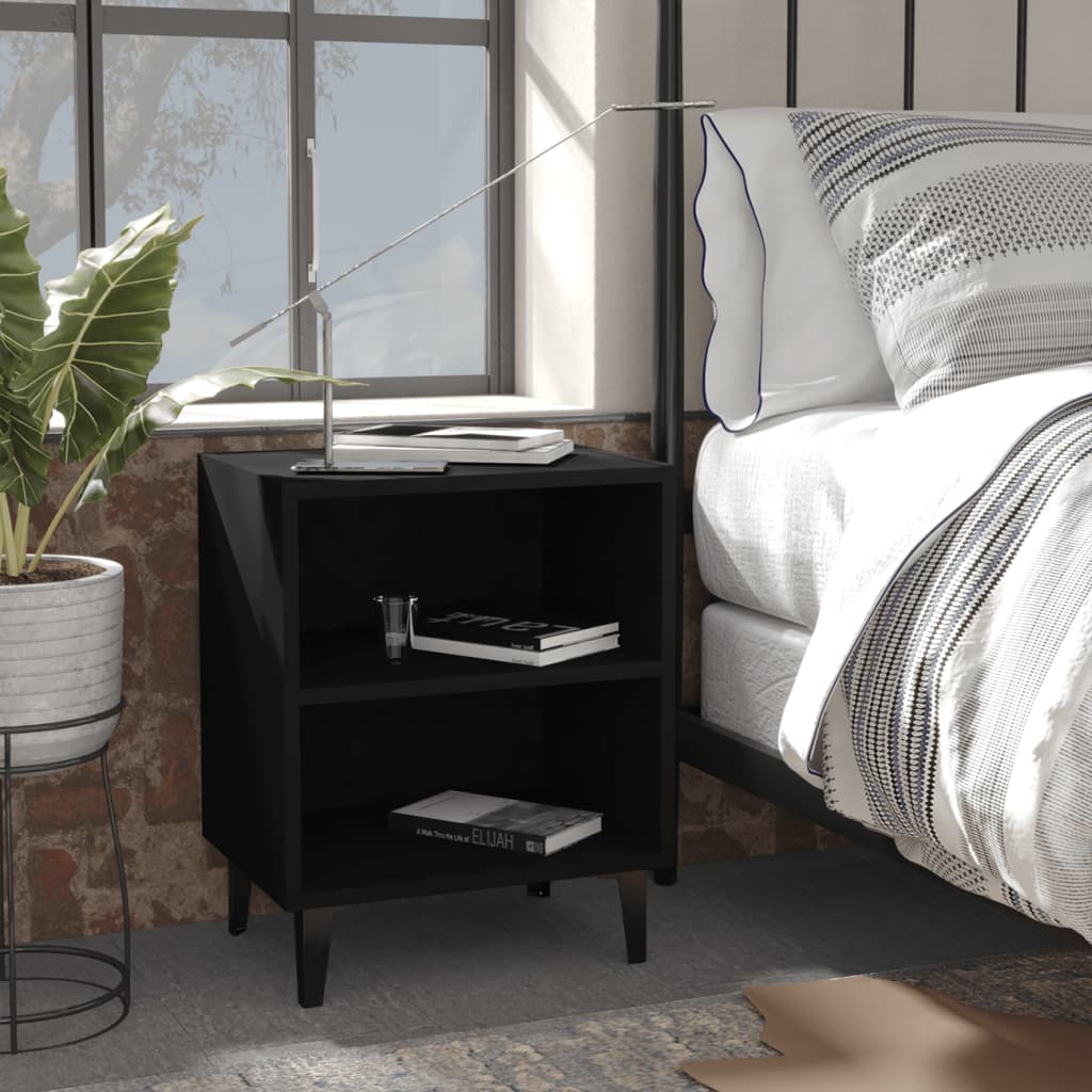 Berkfield Bed Cabinet with Metal Legs Black 40x30x50 cm