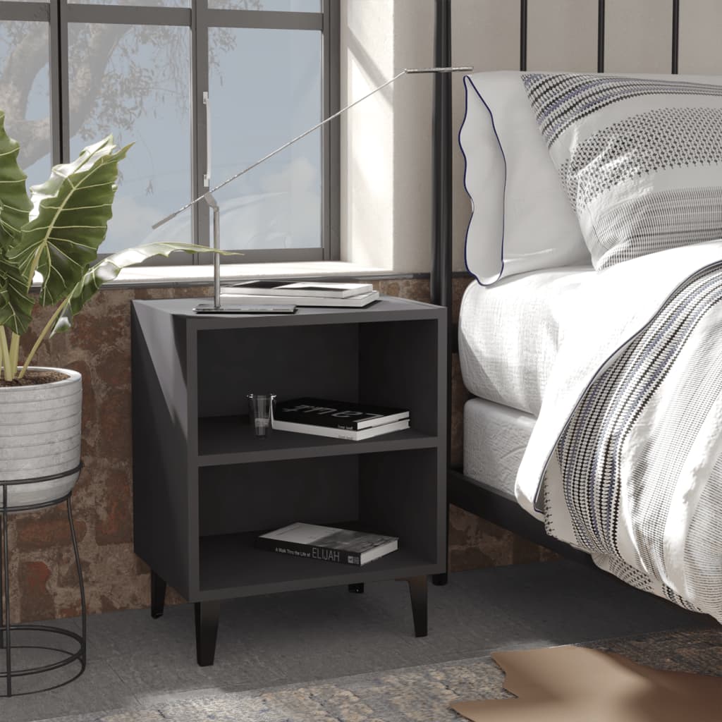 Berkfield Bed Cabinets with Metal Legs 2 pcs Grey 40x30x50 cm