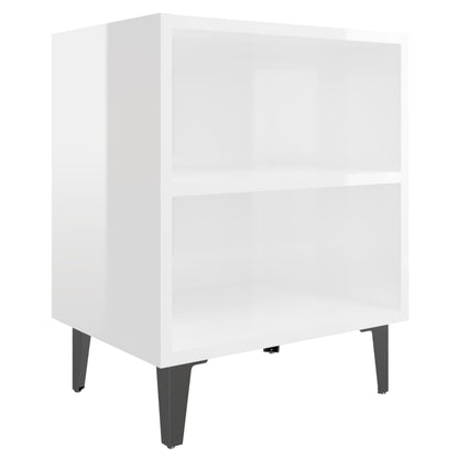 Berkfield Bed Cabinets with Metal Legs 2 pcs High Gloss White 40x30x50 cm